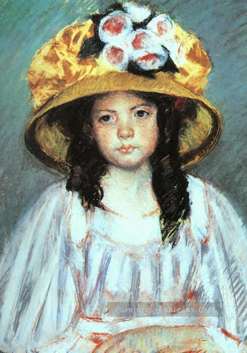 Fille dans un grand chapeau mères des enfants Mary Cassatt Peintures à l'huile